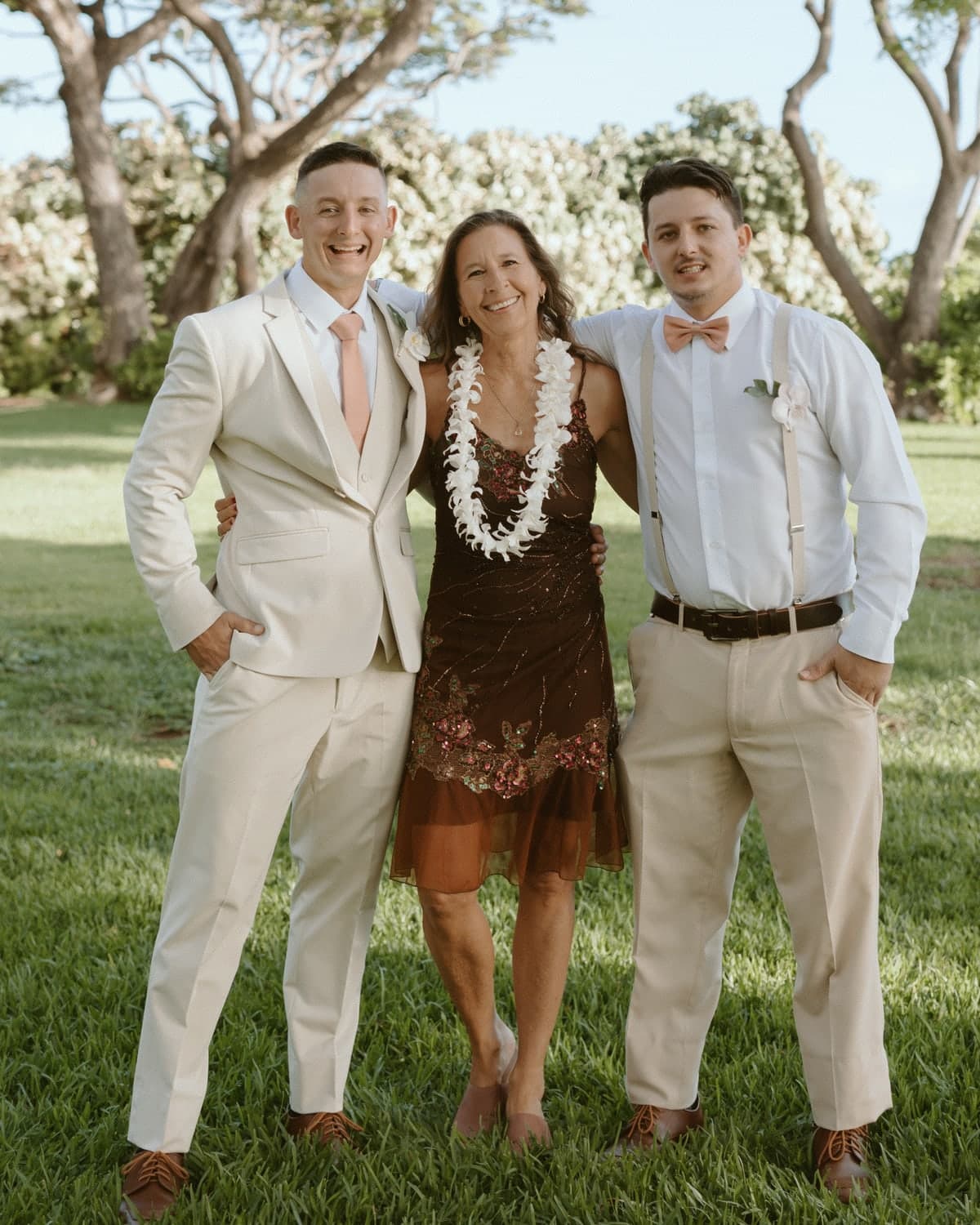 Dayna E. Harris with her two sons on Molokaʻi